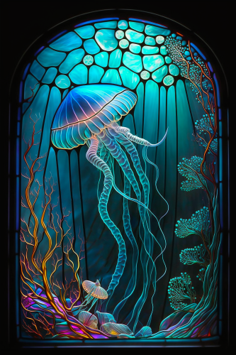 (s150-18-1G)  Stained Glass Jellyfish