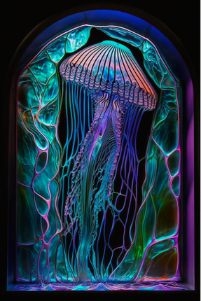 (s150-18-1H)  Stained Glass Jellyfish
