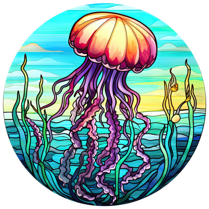 (s150-18-2H)  Stained Glass Jellyfish