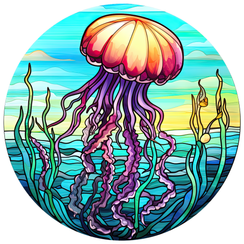 (s150-18-2H)  Stained Glass Jellyfish