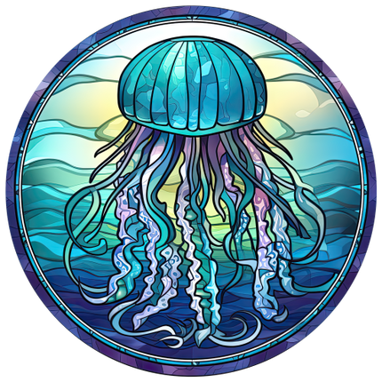 (s150-18-2J)  Stained Glass Jellyfish