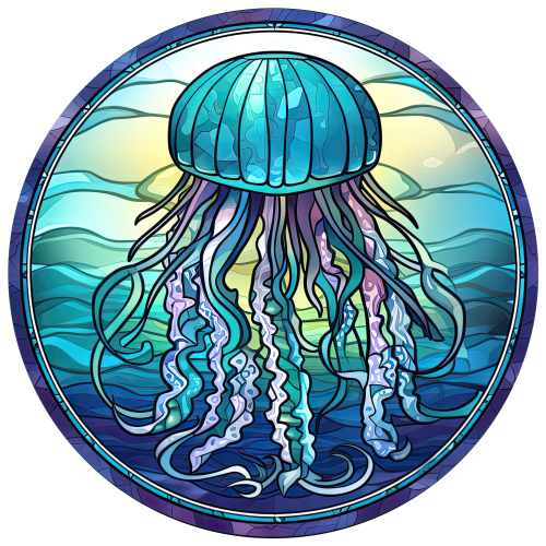 (s150-18-2J)  Stained Glass Jellyfish
