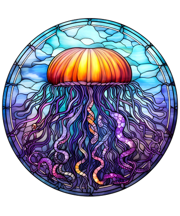 (s150-18-1K)  Stained Glass Jellyfish
