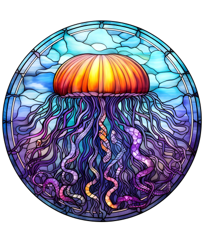(s150-18-1K)  Stained Glass Jellyfish