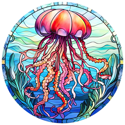 (s150-18-2K)  Stained Glass Jellyfish