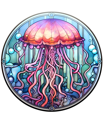 (s150-18-1L)  Stained Glass Jellyfish