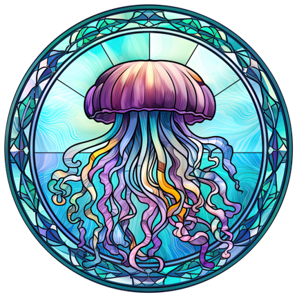 (s150-18-2L)  Stained Glass Jellyfish