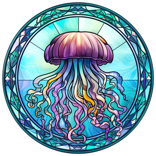 (s150-18-2L)  Stained Glass Jellyfish