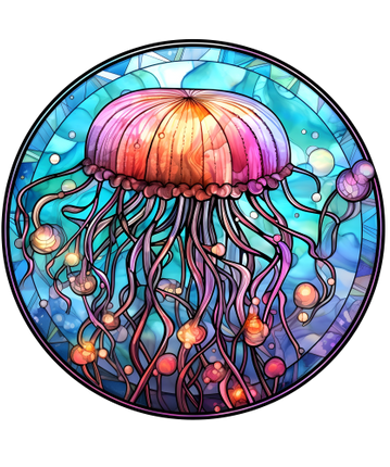 (s150-18-1M)  Stained Glass Jellyfish