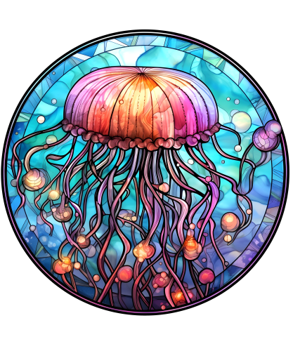 (s150-18-1M)  Stained Glass Jellyfish