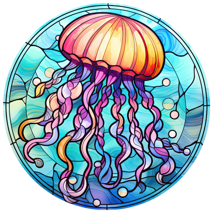 (s150-18-2M)  Stained Glass Jellyfish
