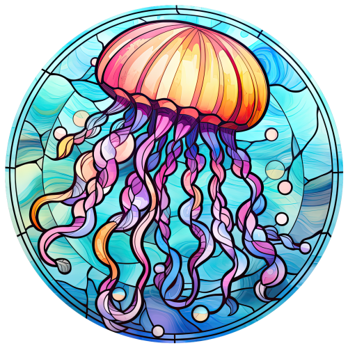 (s150-18-2M)  Stained Glass Jellyfish