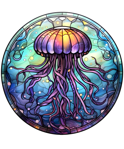 (s150-18-1N)  Stained Glass Jellyfish