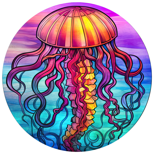 (s150-18-2N)  Stained Glass Jellyfish