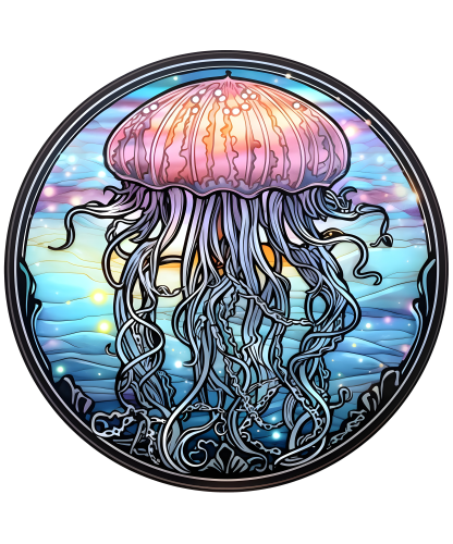 (s150-18-1O)  Stained Glass Jellyfish