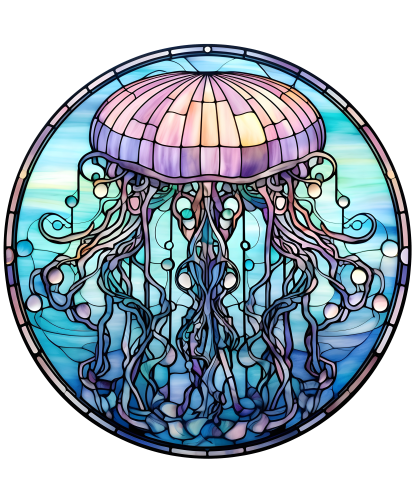 (s150-18-1P)  Stained Glass Jellyfish