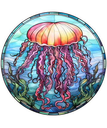(s150-18-1Q)  Stained Glass Jellyfish