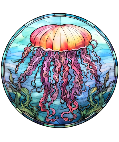 (s150-18-1Q)  Stained Glass Jellyfish