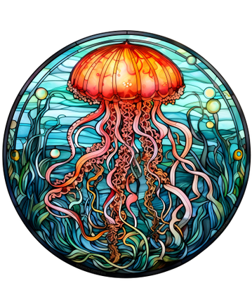 (s150-18-1R)  Stained Glass Jellyfish