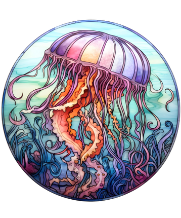 (s150-18-1S)  Stained Glass Jellyfish
