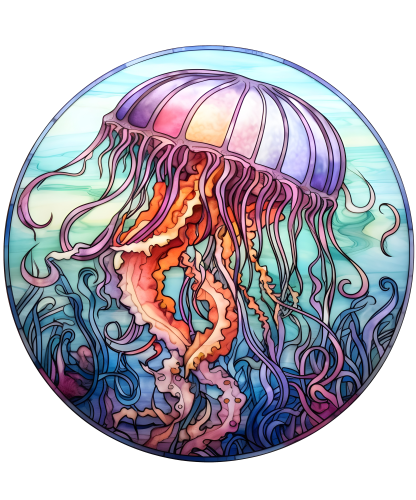(s150-18-1S)  Stained Glass Jellyfish