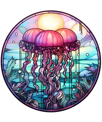 (s150-18-1T)  Stained Glass Jellyfish