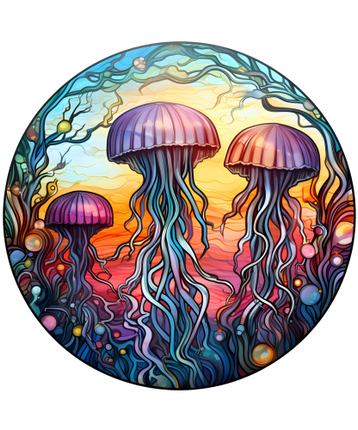 (s150-18-1U)  Stained Glass Jellyfish