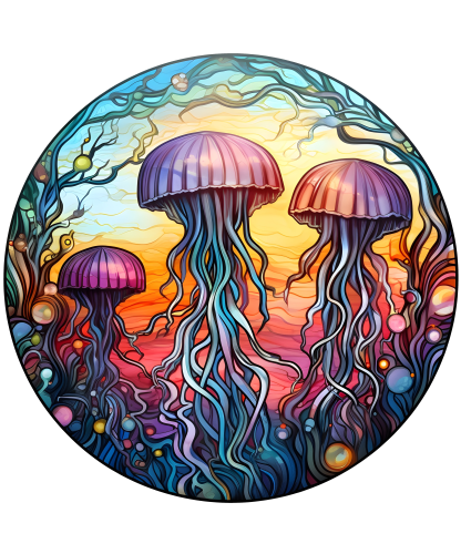 (s150-18-1U)  Stained Glass Jellyfish