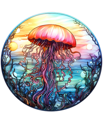 (s150-18-1V)  Stained Glass Jellyfish