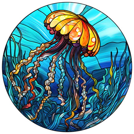 (s150-18-1Y)  Stained Glass Jellyfish