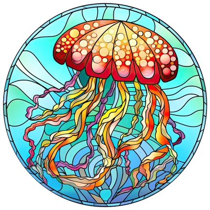 (s150-18-1Z)  Stained Glass Jellyfish