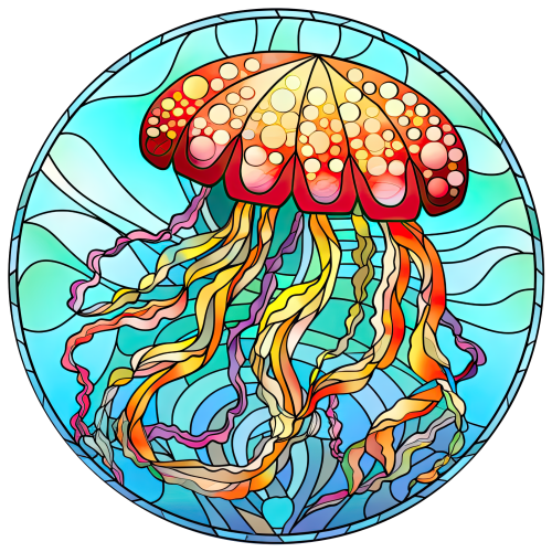 (s150-18-1Z)  Stained Glass Jellyfish