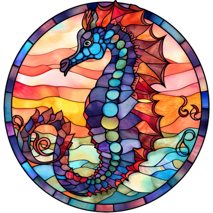 (s150-19-1C)  Stained Glass Seahorse