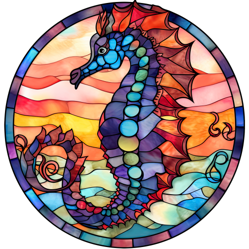 (s150-19-1C)  Stained Glass Seahorse