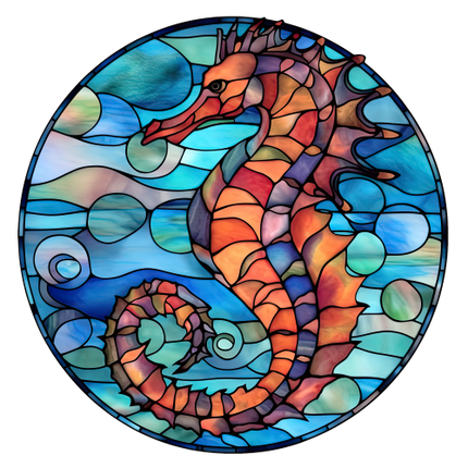 (s150-19-1D)  Stained Glass Seahorse