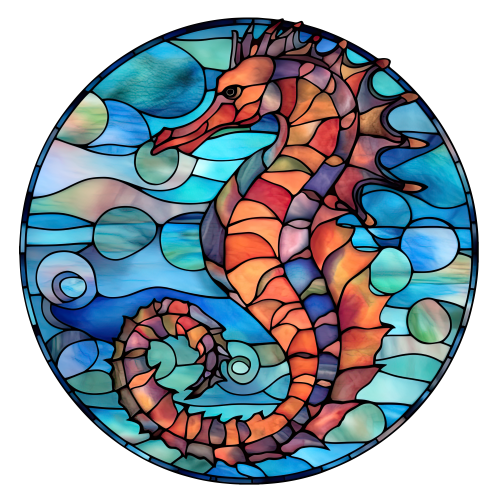 (s150-19-1D)  Stained Glass Seahorse