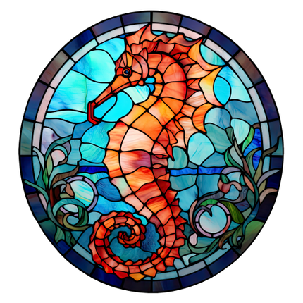 (s150-19-1F)  Stained Glass Seahorse
