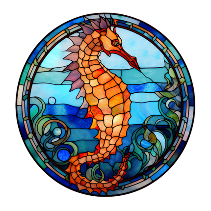 (s150-19-1G)  Stained Glass Seahorse