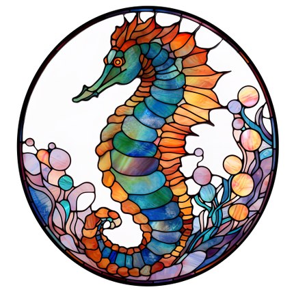 (s150-19-1H)  Stained Glass Seahorse