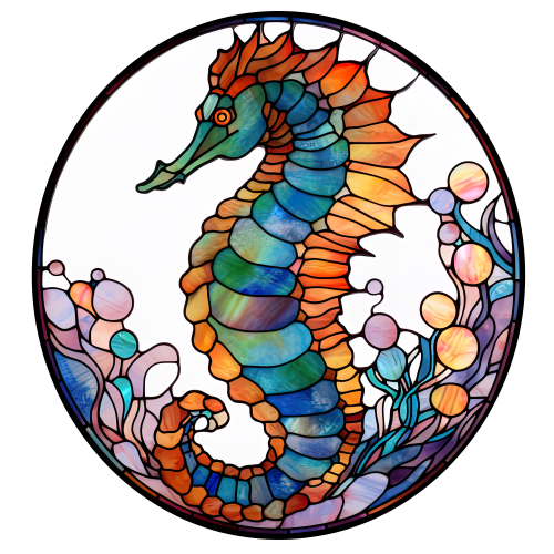 (s150-19-1H)  Stained Glass Seahorse