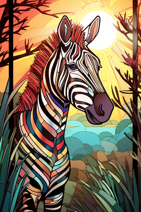 (s150-20-1A)  Stained Glass Zebra