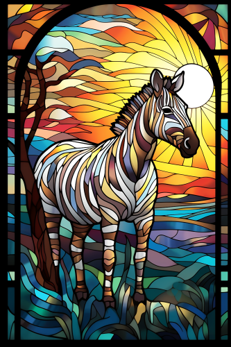 (s150-20-1B)  Stained Glass Zebra