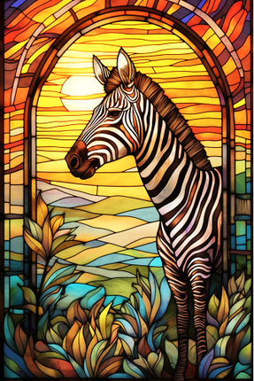 (s150-20-1C)  Stained Glass Zebra