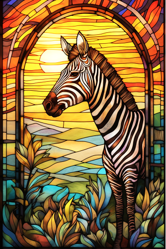 (s150-20-1C)  Stained Glass Zebra
