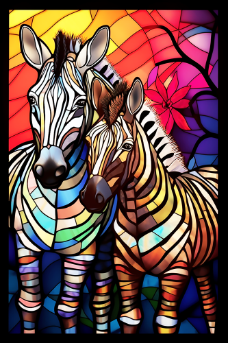 (s150-20-1D)  Stained Glass Zebra