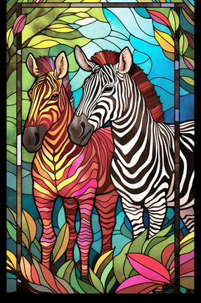 (s150-20-1E)  Stained Glass Zebra