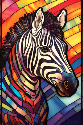 (s150-20-1F)  Stained Glass Zebra