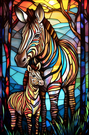(s150-20-1G)  Stained Glass Zebra