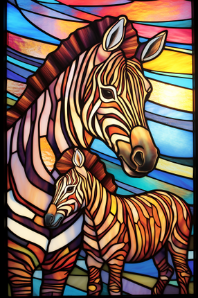 (s150-20-1H)  Stained Glass Zebra
