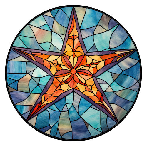 (s150-21-1B)  Stained Glass Starfish